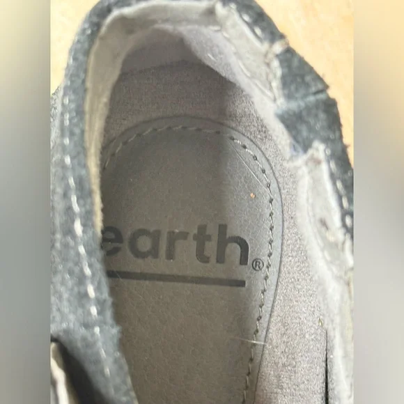 Earth Black Leather Ankle Boots 6.5M Side Zip Comfort Block Heel - Picture 11 of 11